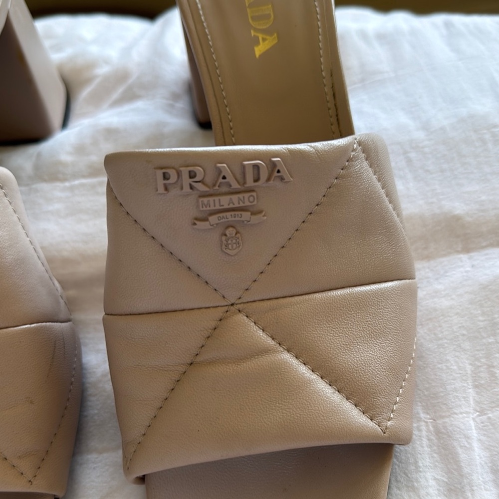 Prada Women's Beige Leather Mules - Picture 2 of 7